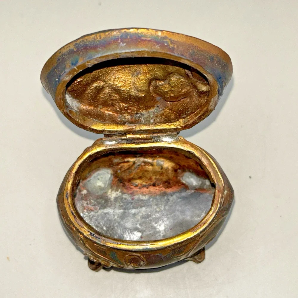 Antique Golden Art Nouveau Jewelry Casket Box